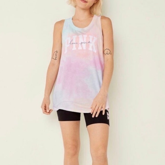 VS PINK FREYA TIE DYE TANK TOP BIKE SHORT SET XL NWT - Picture 2 of 11